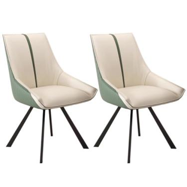 Imagem de SPXMQSS Cadeiras de mesa de jantar, cadeiras de jantar giratórias com apoios de braços e pernas de metal, cadeira estofada de sala de estar com encosto para sala de estar, recepção, restaurante, bege