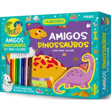 Imagem de Livro - Amigos Dinossauros - Kit para Colorir