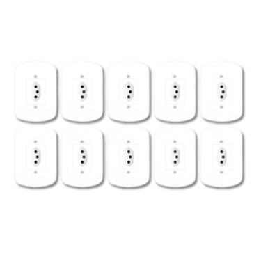 Imagem de Kit 10 Conjuntos de Tomada 10A 3 Pinos Fame Blanc