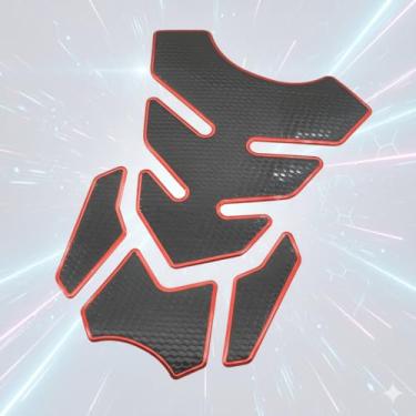 Imagem de 1 protetor de tanque de motocicleta texturizado 3D, ajuste universal, fácil de aplicar, sem resíduos, proteção contra arranhões para pista de turismo diário, vermelho