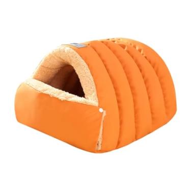 Imagem de IEUDNS Saco de dormir para gatos, cama, casinha, tenda, esconderijo para pequenos animais de estimação, gatinhos, filhotes e gatos domésticos, Orange S