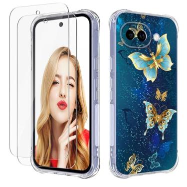 Imagem de FollmeAir Capa para Google Pixel 10A, com 2 peças protetoras de tela, capa macia de borracha com absorção de choque de TPU flexível e fina para Pixel 10A (borboleta, Google Pixel 10A)