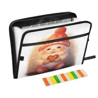 Imagem de Wassud Gnomo fofo segurando um coração, 13 bolsos, organizador de arquivos sanfonados, pastas de arquivos expansíveis com abas e adesivos, organizador de pastas de documentos de recibo de papel