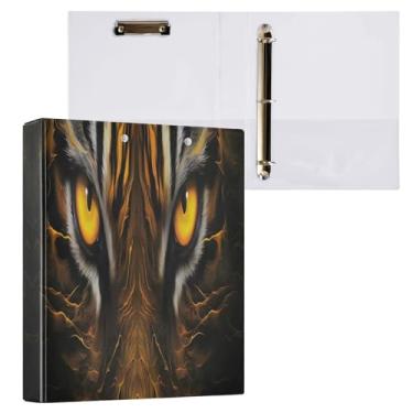 Imagem de Qilmy Fichário de 3 anéis, organizador de fichário redondo com olhos de tigre para tamanho carta 200 páginas, fichário de prancheta, fichário fofo, material de escritório escolar108