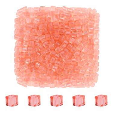Imagem de Mandala Crafts Contas de cristal de cubo rosa de 3 mm – 500 contas de vidro facetadas para fabricação de joias, suprimentos de contas, artesanato DIY, pulseiras, colares, brincos e contas
