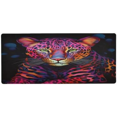 Imagem de Wassud Tapete de mouse tigre rosa para jogos com base de borracha antiderrapante, mouse pad longo para teclado de computador com borda costurada, almofada grande à prova d'água para escritório, casa