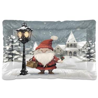 Imagem de Wassud Happy Christmas Gnomo Cama grande para cães tapete de cachorro lavável para animais de estimação cama de gato para dormir viagens 91 x 61 cm