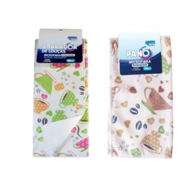 Imagem de APARADOR ESCORREDOR TAPETE PARA LOUÇAS 30X40 CM PARA BANCADA E PIA COM 03 PANOS MICROFIBRA 30X30 CM - ESTAMPADOS- SORTIDOS-