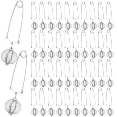 Imagem de Yinder 40 peças infusor de chá de folhas soltas de aço inoxidável, coadores de bola de chá com alça de metal (prata)