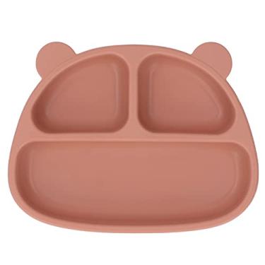 Imagem de Cuyuna placa de silicone macio para crianças pequenas, sala de jantar em casa, desenho animado fofo em forma de urso, placa de sucção de bebê para lanches, frutas (Prato Único)