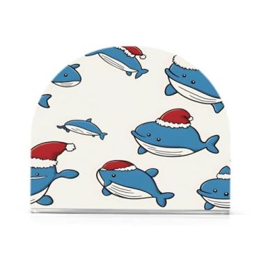 Imagem de xigua Porta-guardanapos de baleias de Natal para mesas, porta-guardanapos de papel de prato acrílico elegante, dispensador de papel de seda independente moderno para sala de jantar, sala de estar