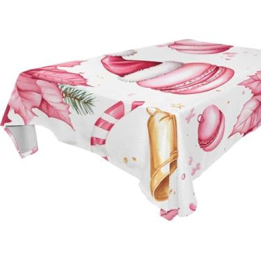 Imagem de YETTASBIN Toalha de mesa quadrada de doces de Natal, à prova d'água, resistente a rugas, lavável para piquenique, jantar, férias, cozinha, festa, decoração, 137 x 137 cm