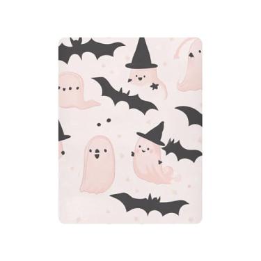 Imagem de xigua Lençóis de berço com desenho animado de fantasmas com chapéus pretos, para meninas e meninos, lençol macio e respirável, adequado para berço padrão e cama infantil 68,5 x 99 cm