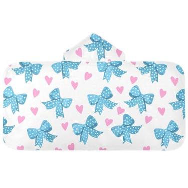 Imagem de Burbuja Toalha de banho com capuz de laço rosa para crianças, toalha de praia de pelúcia macia absorvente para chá de meninas e meninos 3-10 anos, 61 x 127 cm