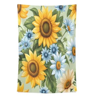 Imagem de STAYTOP Tapeçaria de parede de girassóis bonitos tapeçarias para decoração de casa decoração de dormitório sala de estar quarto tapete de parede (80 × 60 pol)