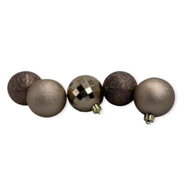 Imagem de Kit Bolas de Natal Decorativas Bronze, 5cm, 30 Peças, Acabamento Glitter, Matte e Disco Ball, Enfeites Natalinos