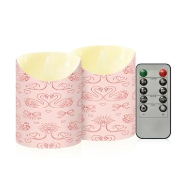 Imagem de Wassud Pacote com 2 velas românticas cisne sem chama com controle remoto, velas realistas cintilantes com temporizador, velas decorativas para Natal, casamento, festa, decoração de casa pequena
