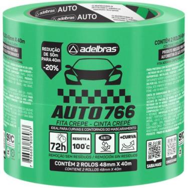 Imagem de Fita Crepe 766 Automotiva 48MM X 40M Verde Pacote com 2 - Adelbras