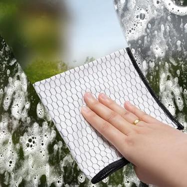 Imagem de 2 peças de pano de limpeza de favo de mel de microfibra panos reutilizáveis panos de limpeza de vidro utensílios de limpeza automática de cozinha doméstica, 30 x 30 cm