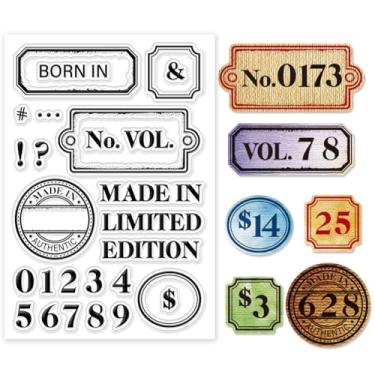 Imagem de 1 folha de carimbos transparentes de plástico PVC, carimbo de silicone personalizado de tópicos de etiquetagem digital, carimbos transparentes com padrão numérico para fazer álbuns de fotos