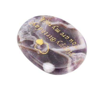 Imagem de Ymiko Pedra Gravada Inspiradora para Incentivo, Bolso Motivacional, Feliz Aniversário, Amizade, Lembrança de Agradecimento (Violeta)