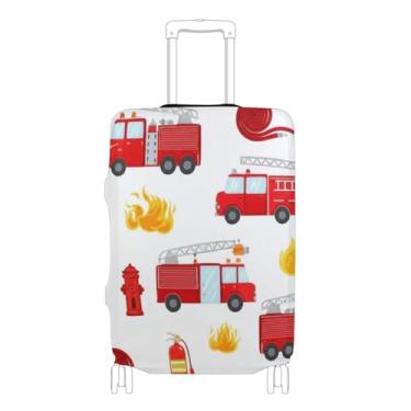 Imagem de Joisal Capas de bagagem para proteção de malas, essenciais de viagem florais para mulheres, lindos caminhões de bombeiros vermelhos, P, serve para capa de 45 a 50 cm, Lindos caminhões de bombeiros