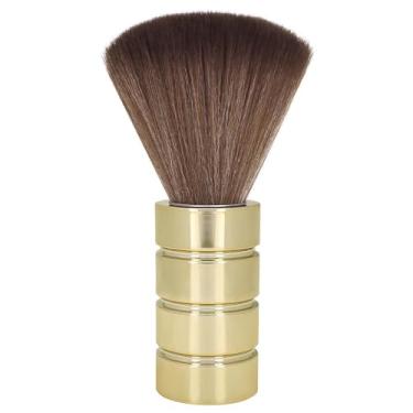 Imagem de Espanador de pescoço de barbeiro galvanizado a ouro escova de cerdas suaves para limpeza de corte de cabelo salão profissional