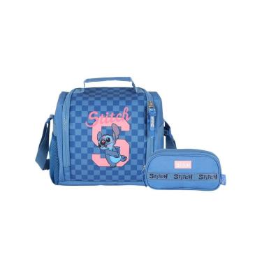 Imagem de Kit Escolar Lilo Stitch Lancheira Térmica + Estojo Triplo
