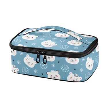 Imagem de Lancheira masculina com cabeça de urso polar de Natal, caixa térmica plana, lancheira