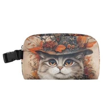 Imagem de TSENQUE Lancheira personalizada de gato místico de outono para mulheres, meninas, lancheira masculina e infantil, lancheira para trabalho, portátil, pequena, fofa, rosa, bolsa térmica para meninos