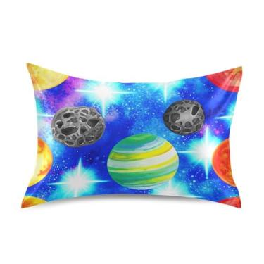 Imagem de Fronhas para cabelo aquarela planetas roxo rei queen fronha padrão cetim refrescante fronha para acne pele arte impressão king size 101,6 cm x 50,8 cm