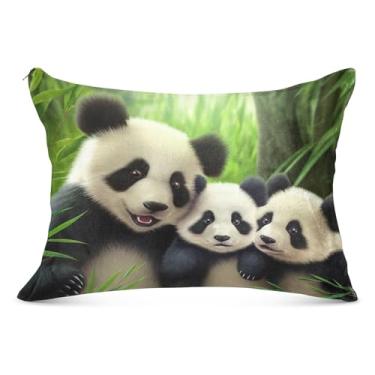 Imagem de Capas de almofada decorativas de animais panda fofas de flanela padrão king queen size capa de travesseiro de cama macia divertida, tamanho king, 50,8 cm x 101,6 cm