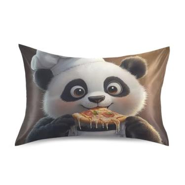 Imagem de Fronhas de cetim com desenho fofo de panda animal para cabelo resfriamento de animais padrão King Queen travesseiros para cama de casa sofá king size 101,6 cm x 50,8 cm