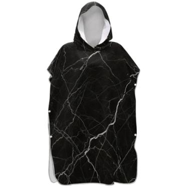 Imagem de Joisal Poncho de surf reutilizável para adultos trocador de roupas de banho de praia com capuz preto branco veias por toda parte homens mulheres poncho com capuz