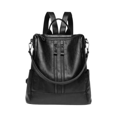 Imagem de Mochila Vintage De Grande Capacidade Com Textura De Couro, Alças Ajust