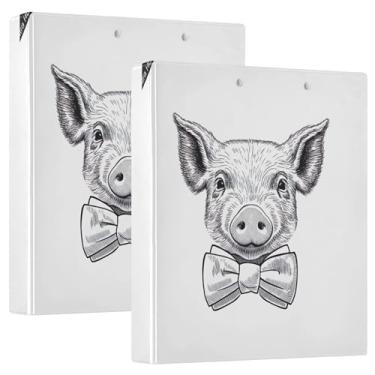 Imagem de Fichário fofo de porco preto e branco com 3 anéis de 3 cm comporta 200 folhas, caderno, floral, redondo, agenda, fichário, 31,5 x 27 x 6 cm, 1 pacote