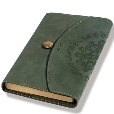 Imagem de MINICAGIE Vintage Leather Journal for Women Men, Leather Bound Junk Journal Notebook, Book of Shadows Journals for Travel Journaling Writing Sketchbook Scrapbook, Soft Cover, Green