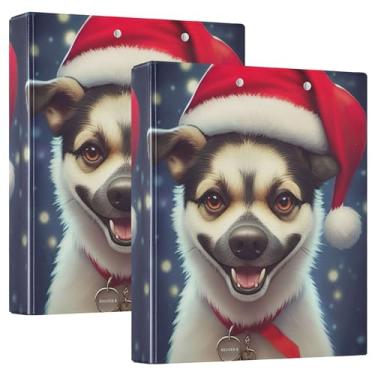 Imagem de Fichários fofos de chapéu de Papai Noel, 3 polegadas, 3 anéis, 200 folhas, portfólio fofo, floral, anel redondo, fichário resistente, 31,5 x 27 x 6 cm, 1 pacote