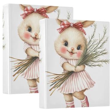 Imagem de Fichários personalizados com flores de coelhinha de 3,8 cm, 3 anéis, 200 folhas, caderno, impressão, anel redondo, 31,5 x 27 x 6 cm, 1 pacote