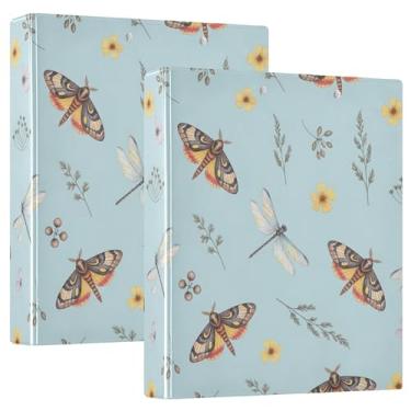 Imagem de Fichários de traças aquarela, 3 anéis, 200 folhas, para prancheta, anel redondo, resistente, 31,5 x 27 x 6 cm, pacote com 2