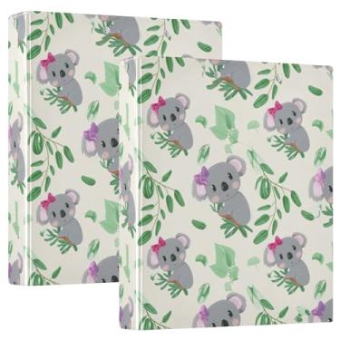 Imagem de Fichários personalizados de folhas de coalas com desenho fofo de 3 cm, 3 argolas, 200 folhas, 3 pastas, anel redondo, fichário resistente, 31,5 x 27 x 6 cm, 1 pacote