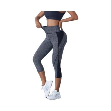 Imagem de Leggings De Yoga De Cintura Alta Com Bloco De Cores Para Mulheres, Cal