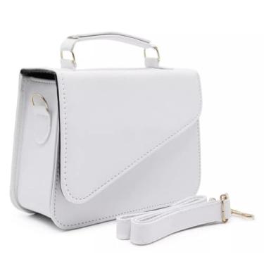 Imagem de Bolsa Feminina Transversal Pequena, Couro Sintético Preto, Alça Removível, Design Elegante (branco)
