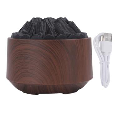 Imagem de MAVIS LAVEN Difusor de Óleo Essencial, 300ML Umidificador de Aromaterapia USB Com Aparência Realista de Fogueira e 2 Modos de Iluminação, para Casa Escritório Quarto Interior (Grão de madeira escura)
