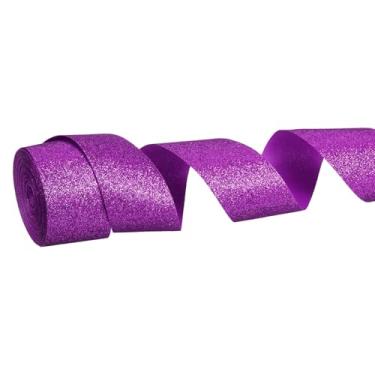 Imagem de PATIKIL Rolo de fita de glitter metálico, 2,5 cm x 10 metros, fita brilhante de um lado, rolos de tecido de embrulho de presente para artesanato faça você mesmo, decoração de buquê de festa de