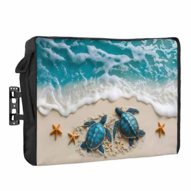 Imagem de Big buy store Capa de TV ao ar livre Tartaruga Marinha 75 polegadas Caixa de TV Azul Verão Praia Ondas Capas de TV para Exibição de TV Externa Protetor de Tela com Bolso de Controle Remoto Decoração