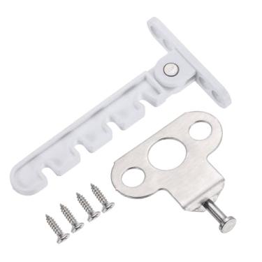 Imagem de PATIKIL Trava de restrição de janela 43 mm, limite de furo grande, suporte ajustável, trava de segurança ABS, trava de segurança para janela de abertura interna, branca
