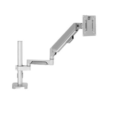 Imagem de BEGWVDJTP Suporte de monitor para mesa sem perfuração, clipe de mesa, instalação de perfuração, suporte de cantilever pneumático, rotação horizontal e vertical da tela (cinza)