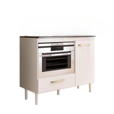 Imagem de Balcão para Cooktop 4 Bocas ou 5 Bocas 105 cm 1 Porta e 1 Gaveta Branco (Branco)