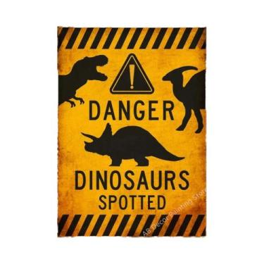 Imagem de Placa De Advertência Vintage De Dinossauro, Pôster Retrô, Arte Estétic